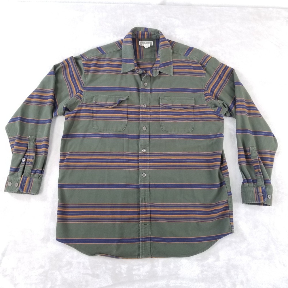 Duluth Trading Shirt Men XLT Striped 100% Cotton Heavyweight Flannel Outdoor